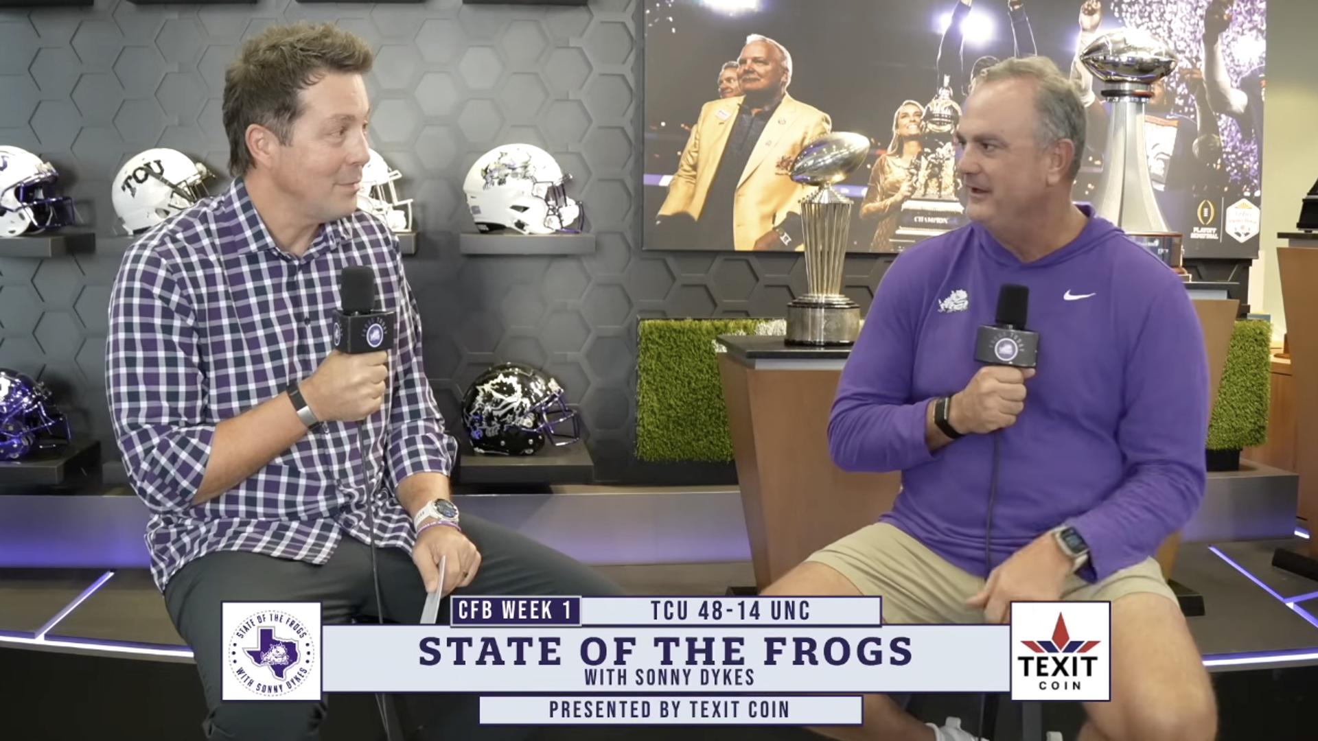 Texit Coin presenting the TCU State of the Frogs coaches show